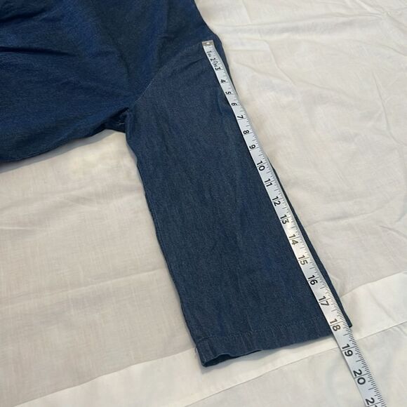 One jeanswear junior szXL denim button front adjustable sleeve elastic back EUC - Picture 8 of 8